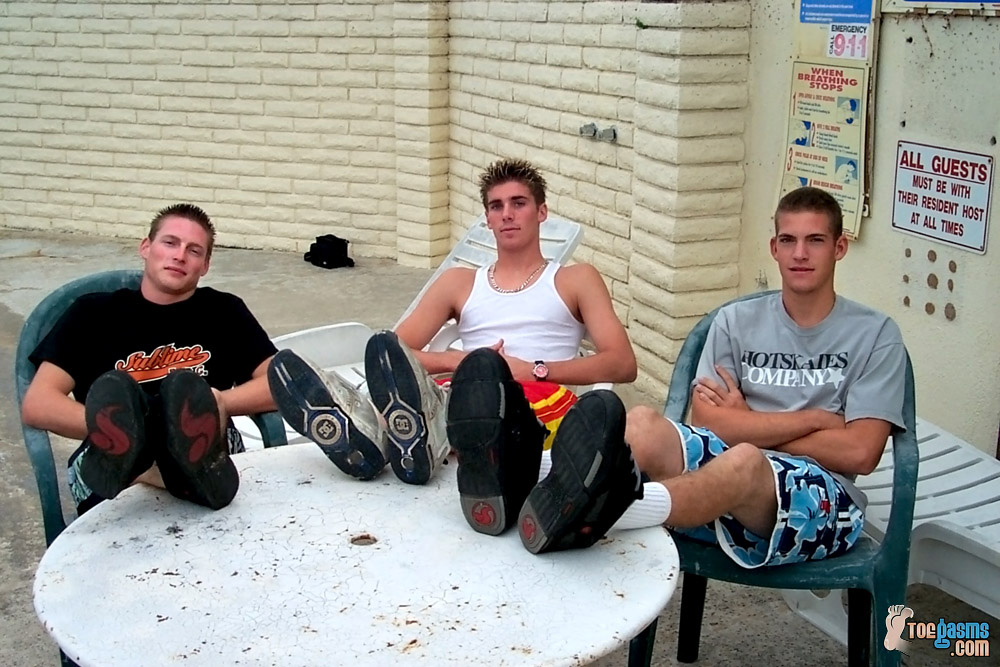 cute guys wearing sneakers and hanging out