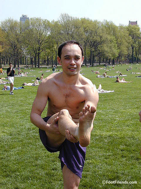 Standing on one foot barefoot