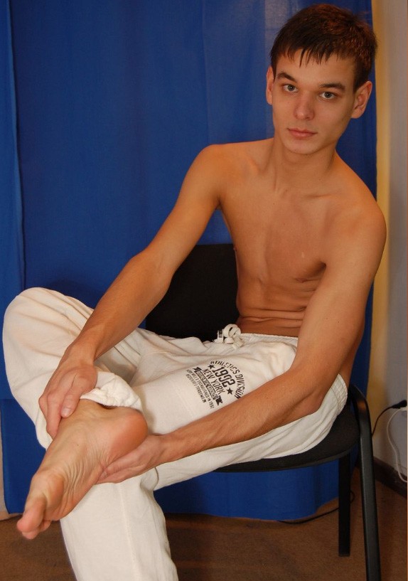 Super cute slavic twink barefoot